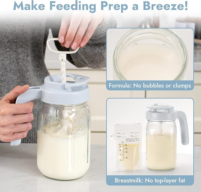 Papablic 32oz Formula Mixing Pitcher Lid, Breastmilk Pitcher Mixing Handle & - Image 2