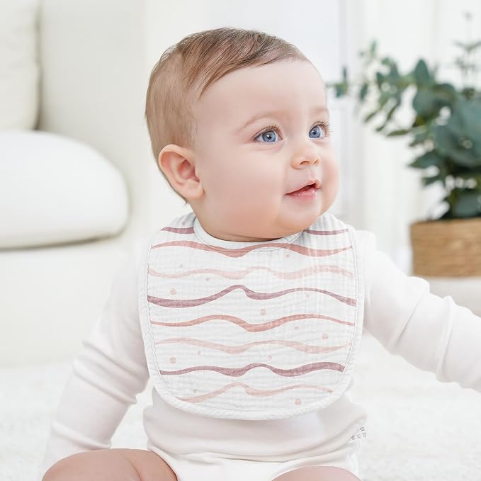 100% Cotton Muslin Baby Bibs 10-Pack Baby Drool Bibs - Image 4