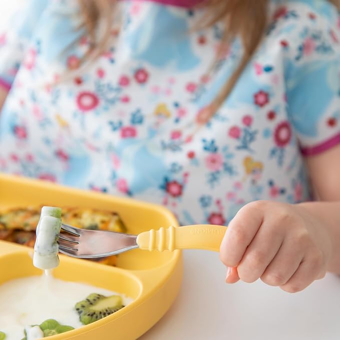 Bumkins Toddler Utensils, Kids Size Fork and Spoon Set, Silicone and - Image 3