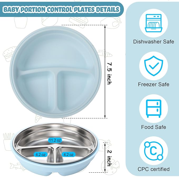 Nuogo 1 Pcs Stainless Steel Baby Suction Plates - Image 3