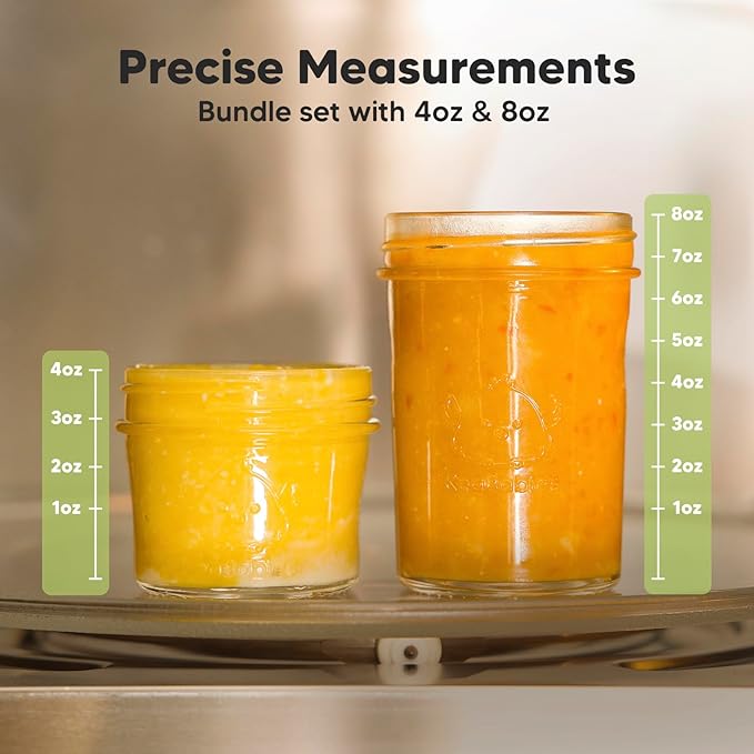 KeaBabies 4pk 8oz & 4pk 4oz Glass Baby Food Containers - Image 3