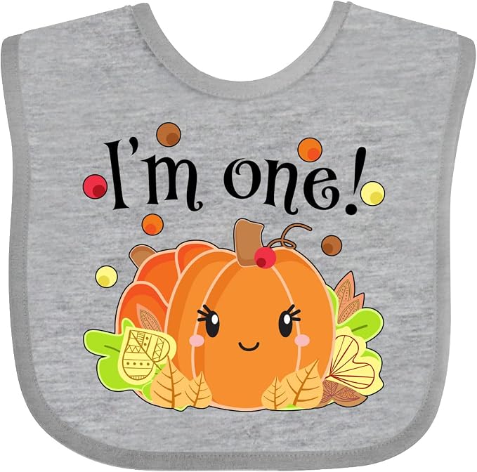 inktastic I'm One- Pumpkin Birthday Autumn Baby Bib by Inktastic