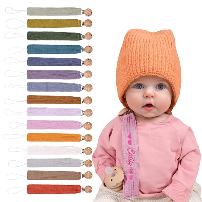 Personalized Bohemian Pacifier Clip Embroidered by GELLEDI