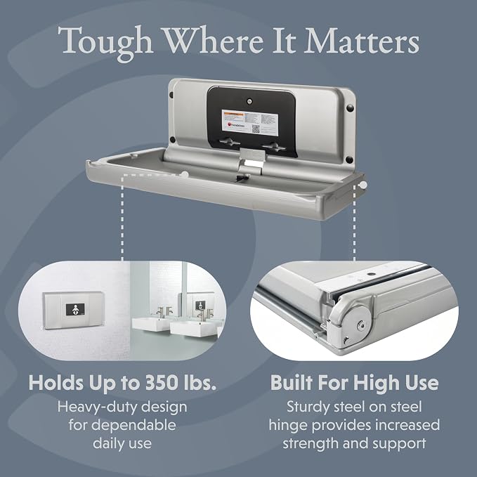 Foundations Ultra Horizontal Wall Mounted Baby Diaper Changing Station - Image 3