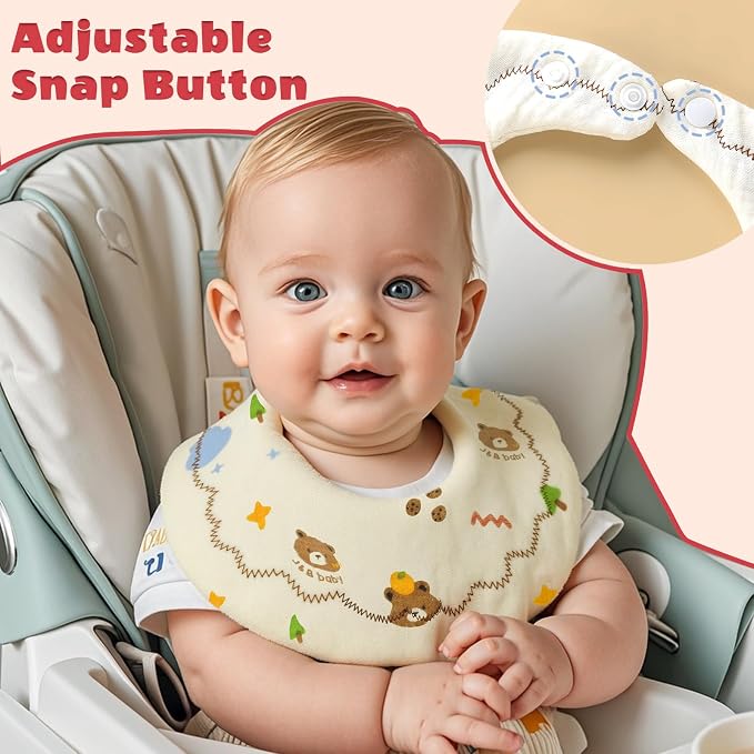 EllieHouse Baby Bibs for Girls Boys 8 Pack Muslin Drool Teeth Drooling Teething - Image 4
