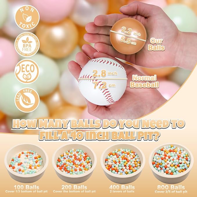 GOGOSO Ball Pits Balls for Toddlers Pack of 50 100 200 Plastics Shape Ball - Image 2