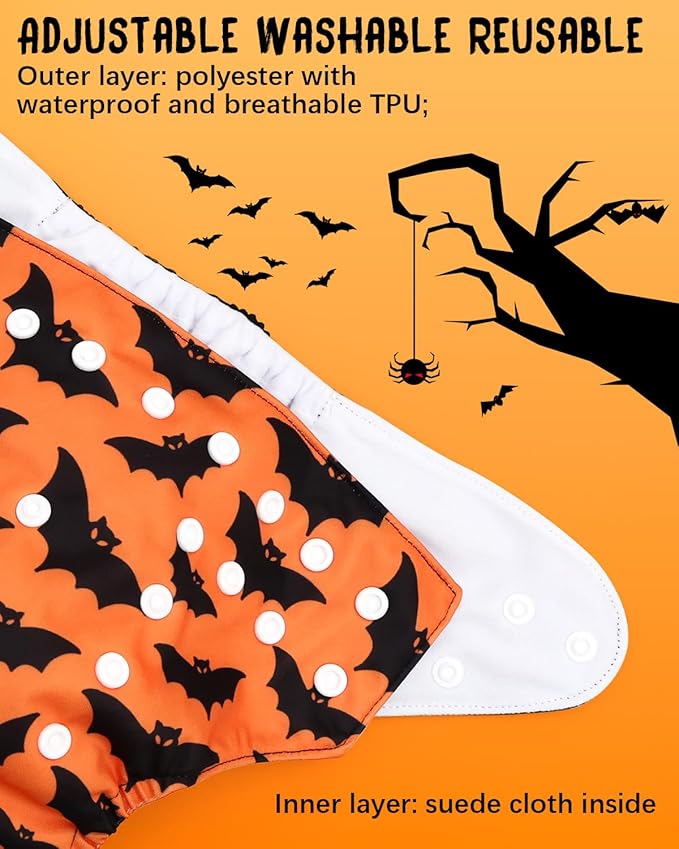 ALVABABY Halloween Baby Cloth Diapers One Size Adjustable Washable Reusable - Image 3
