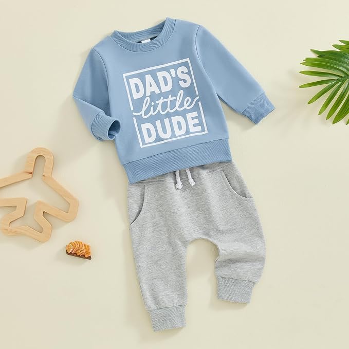 Toddler Baby Boy Fall Winter Outfit Long Sleeve Letter Print Sweatshirts and - Image 2