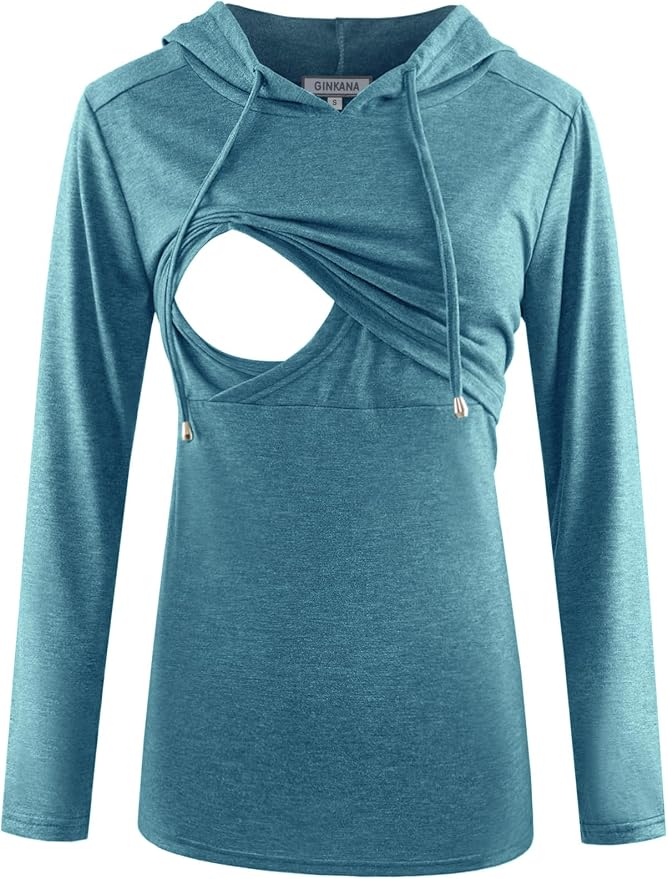 GINKANA Women's Nursing Hoodie Sweatshirt Long Sleeves Breastfeeding Maternity by GINKANA