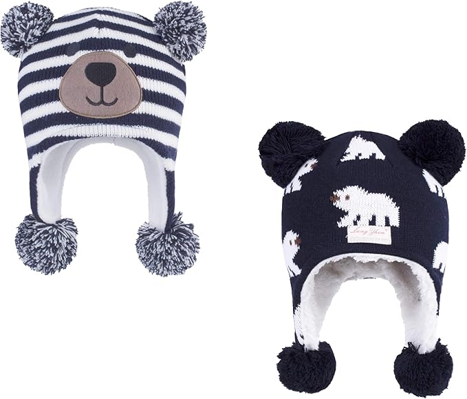 LANGZHEN Toddler Kids Infant Winter Hat, Earflap Knit Warm Cap Fleece Lined by LANGZHEN