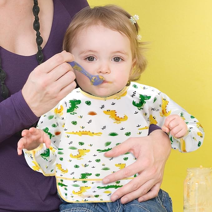 Accmor 5 Pack Long Sleeve Bibs, Baby Smock Waterproof Sleeved Bib Smock - Image 5