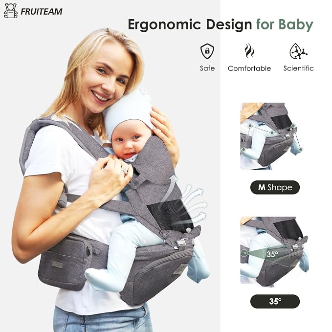 FRUITEAM Baby Carrier Newborn to Toddler, Safety-Certified Baby Waist Stool - Image 3