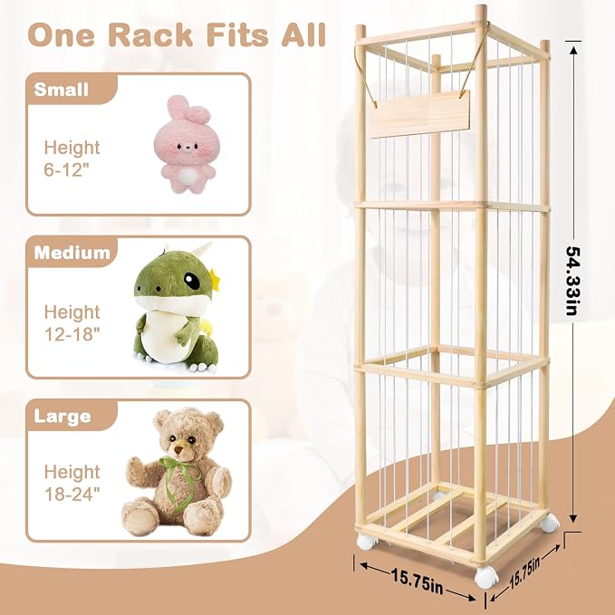 Stuffed Animal Storage, Wooden Cute Zoo Toy Holder - Image 2
