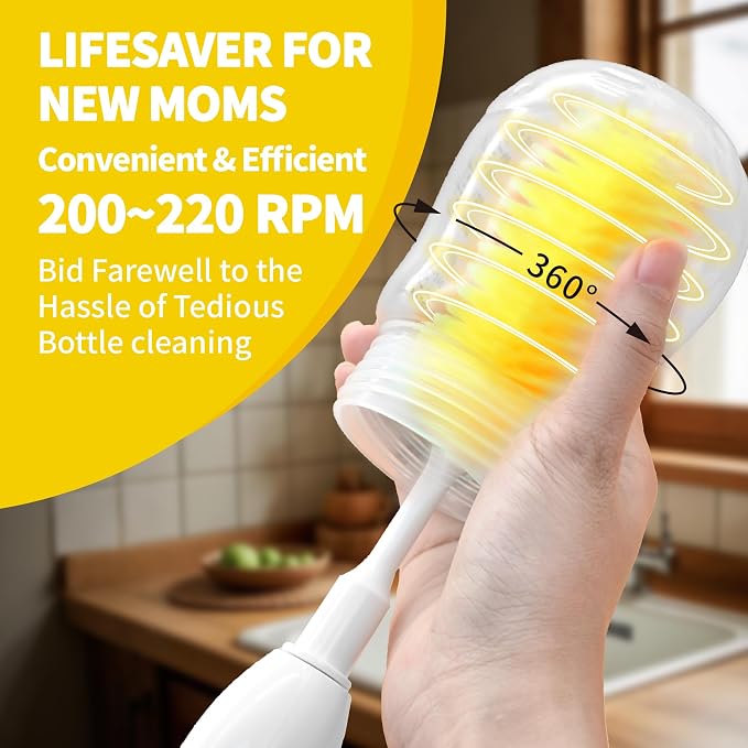 Electric Bottle Brush Cleaner, Portable Electric Baby Bottle Brush Cleaner - Image 3