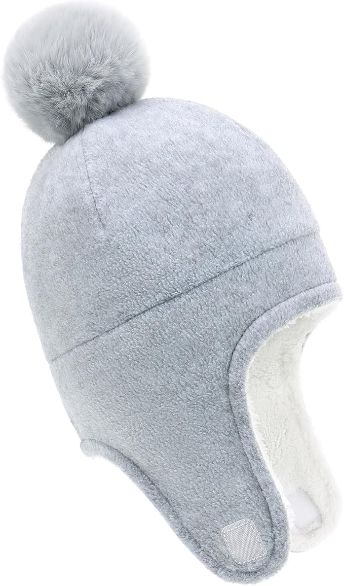 Baby Beanie Hat Pom Full Hood Hat Toddler Winter Hat Fleece Earflap Cap - Image 2