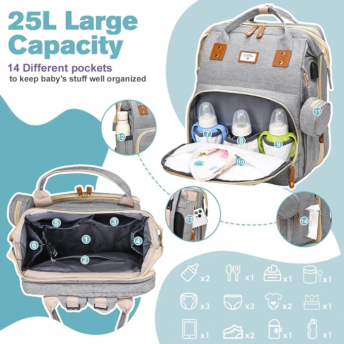 Diaper Bag Backpack, Large Waterproof Lightweight Diaper Bag - Image 2