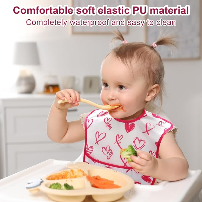 Accmor Baby Bibs, Waterproof Baby Toddler Bibs, Apron Smock Bib - Image 5