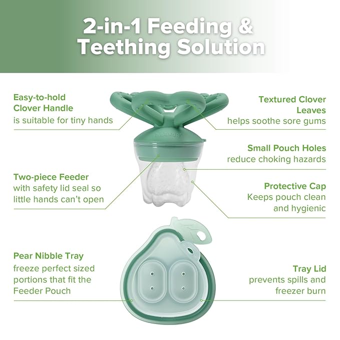 Haakaa Clover Baby Fruit Feeder Teether & Mini Freezer Nibble Tray – BPA-Free - Image 4
