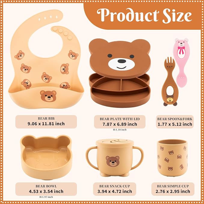 Silicone Baby Feeding Set 7 Pcs, Baby Led Weaning Supplies, Baby Feeding - Image 7