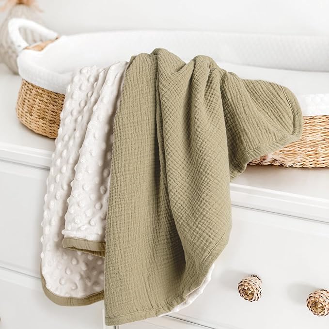lulumoon Baby Blanket for Newborn Receiving: Minky Dot & Muslin Lightweight - Image 2