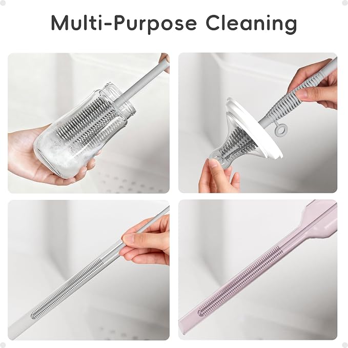 Baby Bottle Brush and Straw Cleaner Brush Set, Extra Long Double-Ended Soft - Image 5