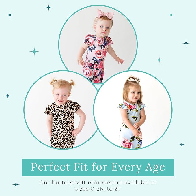 Posh Peanut Baby Girl Pajamas – Ruffled Cap Sleeve Romper PJs – Soft Viscose - Image 7