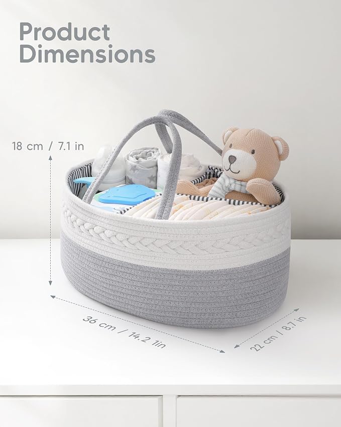 Maliton Diaper Caddy Organizer for Baby Boy- Cotton Rope for Changing Table - Image 2
