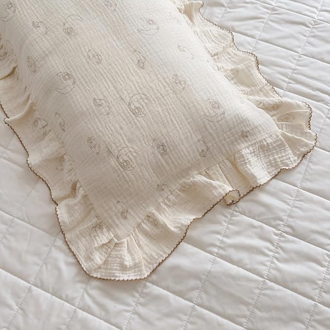 BuLuTu Muslin Toddler Pillow Case, Envelope Closure, 100% Cotton, Girls Boys - Image 6