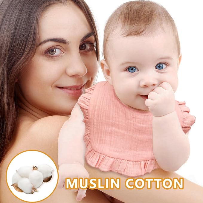 EllieHouse Baby Bibs for Girls Boys 10Pack Muslin Drool Teeth Drooling Teething - Image 2