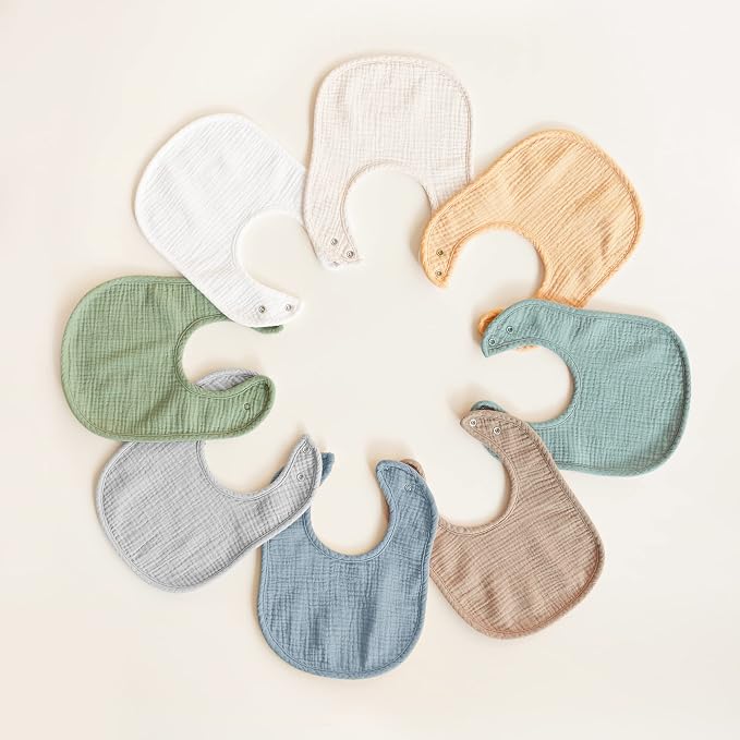 Konssy Muslin Baby Bibs 8 Pack Baby Bandana Drool Bibs Cotton - Image 7