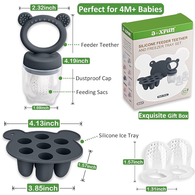 JEXFUN Silicone Baby Food Feeders + Freezer Tray - Image 4