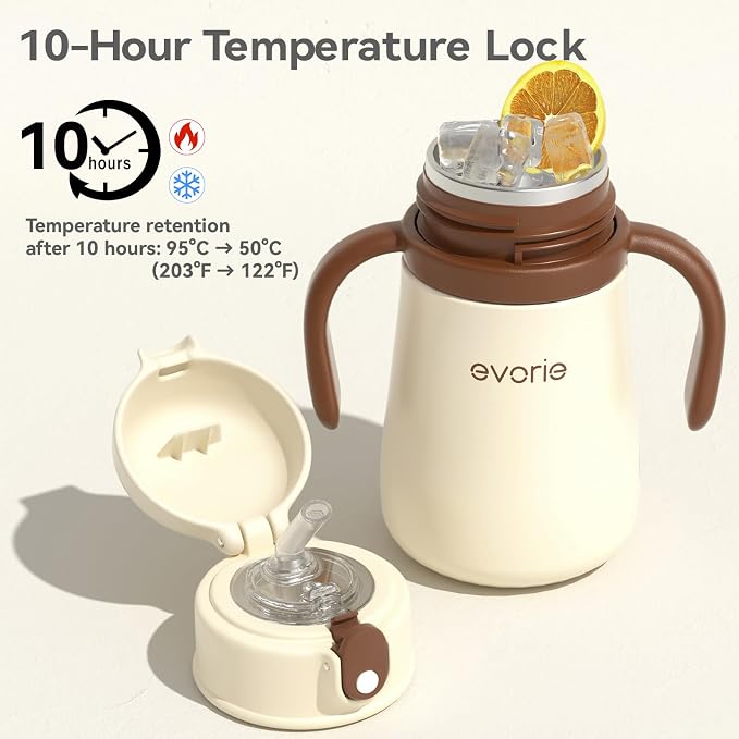 Evorie Leak Proof Vacuum Insulated Water Bottle, 316L Stainless Steel Sippy Cup - Image 4