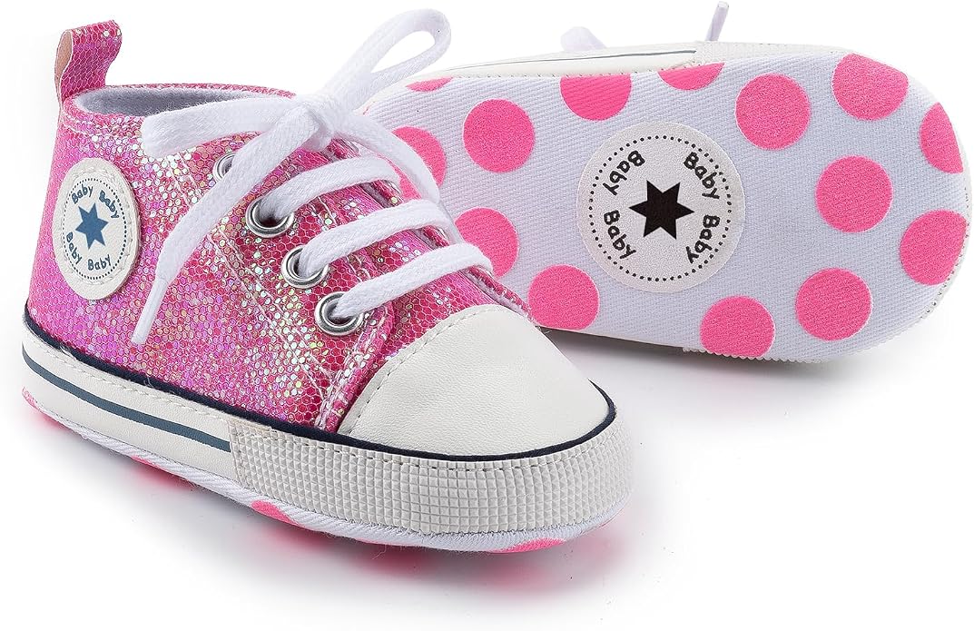 Meckior Baby Girls Boys Canvas Sneakers Soft Sole High-Top Ankle Infant First - Image 4