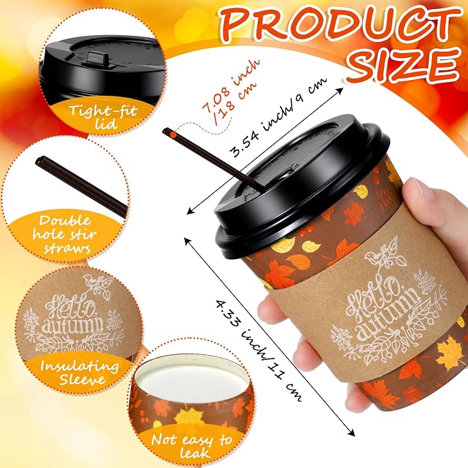 Lallisa 100 Sets Fall Thanksgiving Coffee Cup Bulk - Image 3