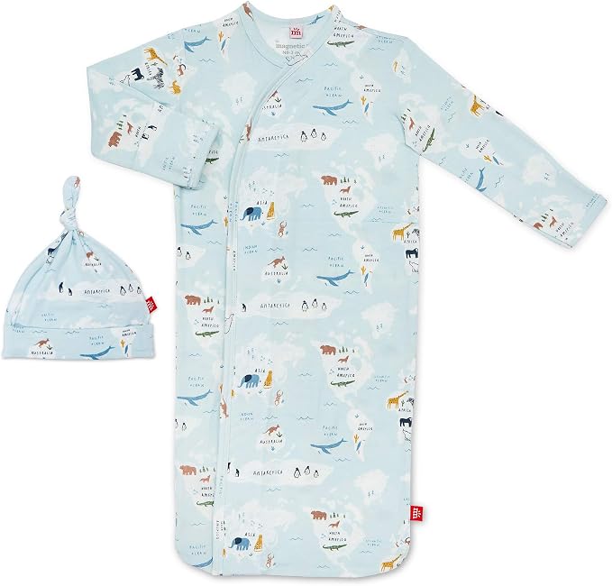 Magnetic Me Modal Newborn Sleeper Gown & Hat Set | Silky Soft Modal Fabric by magneticme