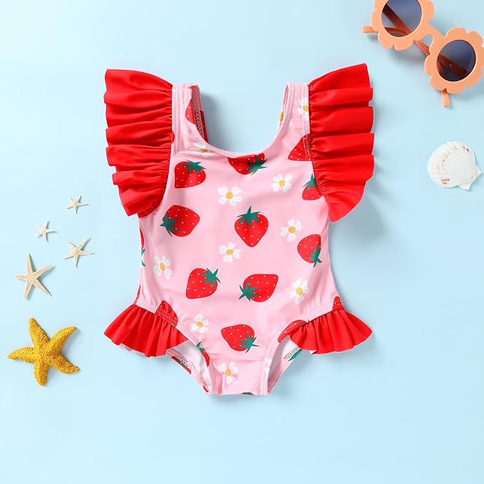 Newborn Baby Girl Ruffle Swimsuit Infant Toddler One Piece Floral Bikini Beach - Image 2