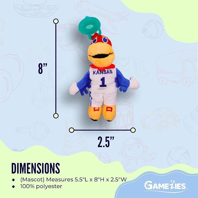 Gamezies Baby Boy and Girl College Mascot Stuffed Toy Plush Silicone Pacifier - Image 5