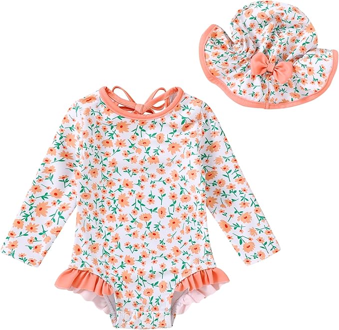 YOUNGER TREE Infant Baby Girls Swimsuit Long Sleeve Swimsuits One Piece by YOUNGERTREE