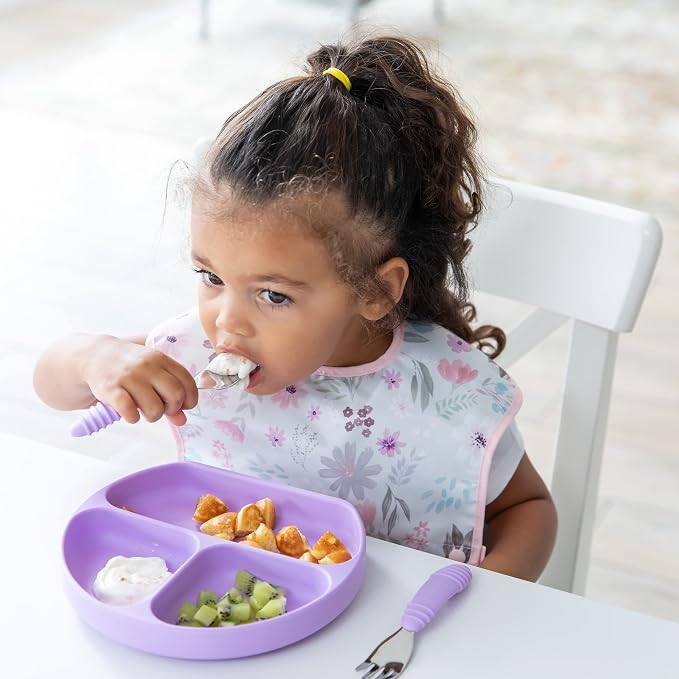 Bumkins Toddler Utensils, Kids Size Fork and Spoon Set, Silicone and - Image 3