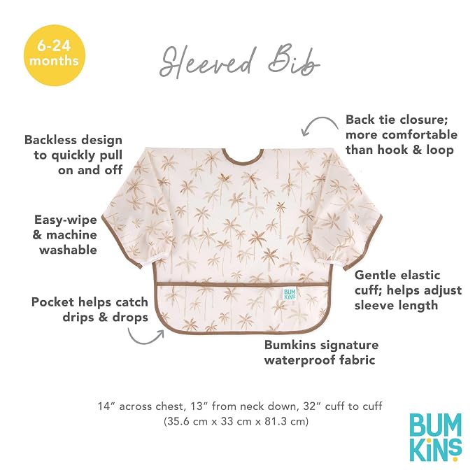 Bumkins - Sleeved Bib - For Boys & Girls, Babies & Toddlers 6-24 Months - - Image 5