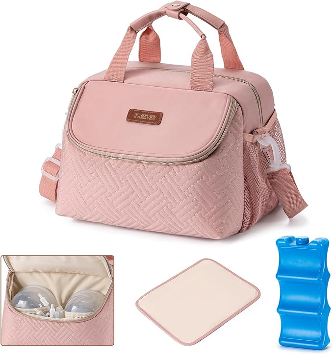Breastmilk Cooler Bag with Ice Pack Fits 6 Baby Bottles up to 9 Ounce, Wearable by BABEYER