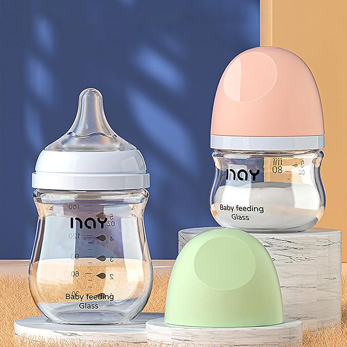 Natural Glass Baby Bottle Wide Neck, Anti-Colic Baby Bottle, Includes 4Pcs - Image 7