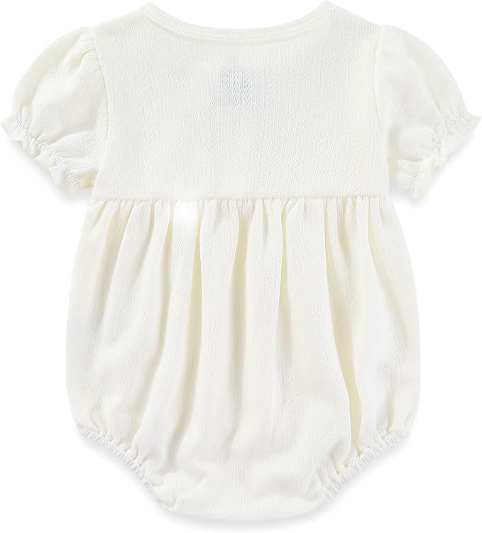 Newborn Baby Girl Clothes Cotton Bubble Romper Floral Short Sleeve Bodysuit 3 - Image 3