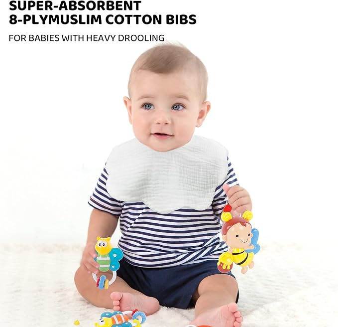 Baby Bibs Muslin Bibs for Baby Girl Boy for Drooling and Teething 10 Pack - Image 3