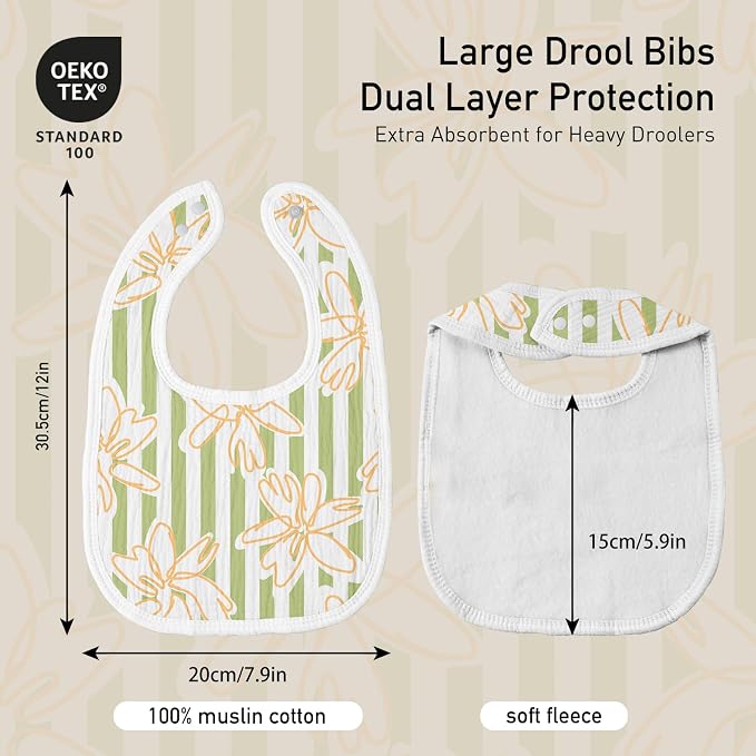 GLLQUEN BABY Muslin Drool Bibs for Boys Girls 8 Pack, Adjustable Baby Bibs for - Image 3