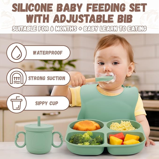 Silicone Baby Feeding Set, Baby Led Weaning Supplies, Baby Food Tableware - Image 3