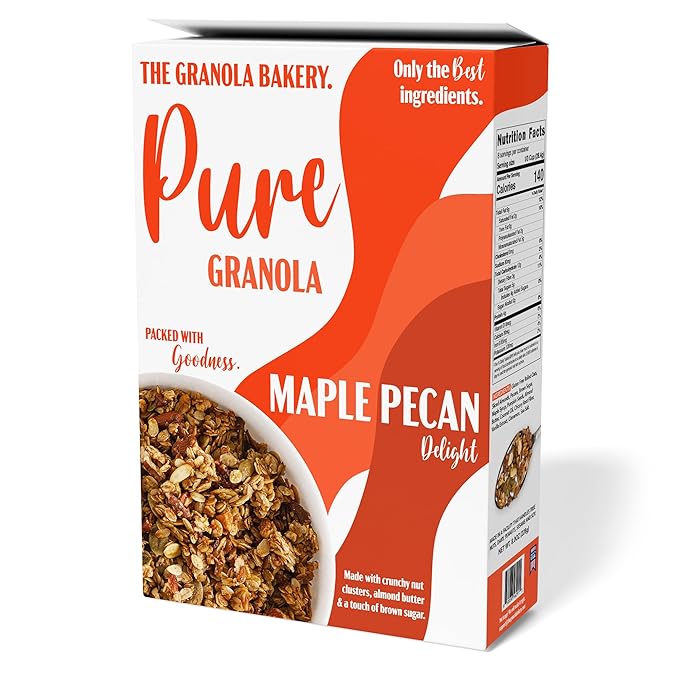 TGB Maple Pecan Granola, Crunchy Almond Butter Clusters, Low Sugar, Gluten Free by TheGranolaBakery