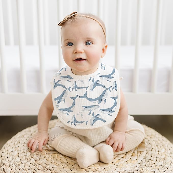 Konssy 6-Pack Muslin Baby Bibs for Boys & Girls, Soft Cotton Absorbent Bandana - Image 6