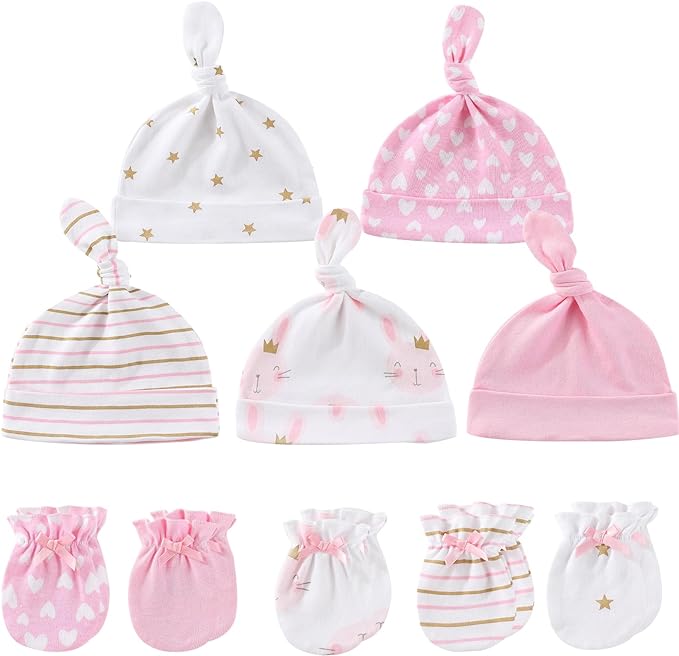 Baby Hat and Mittens Set Newborn Baby Hats Caps by MAMIMAKA