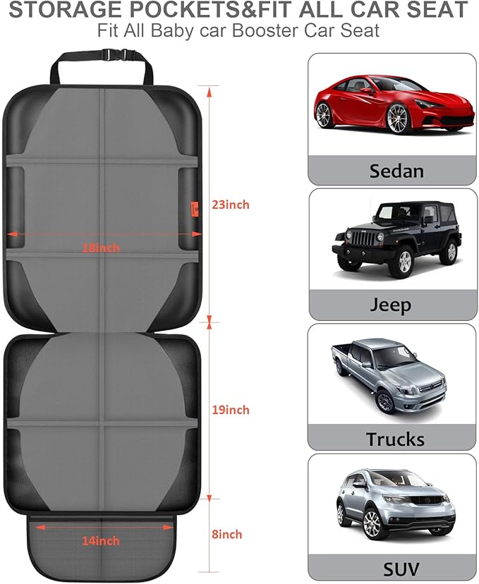 Car Seat Protector, 2 Pack Automotive Seat Protectors Baby Carseat Pad - Image 3